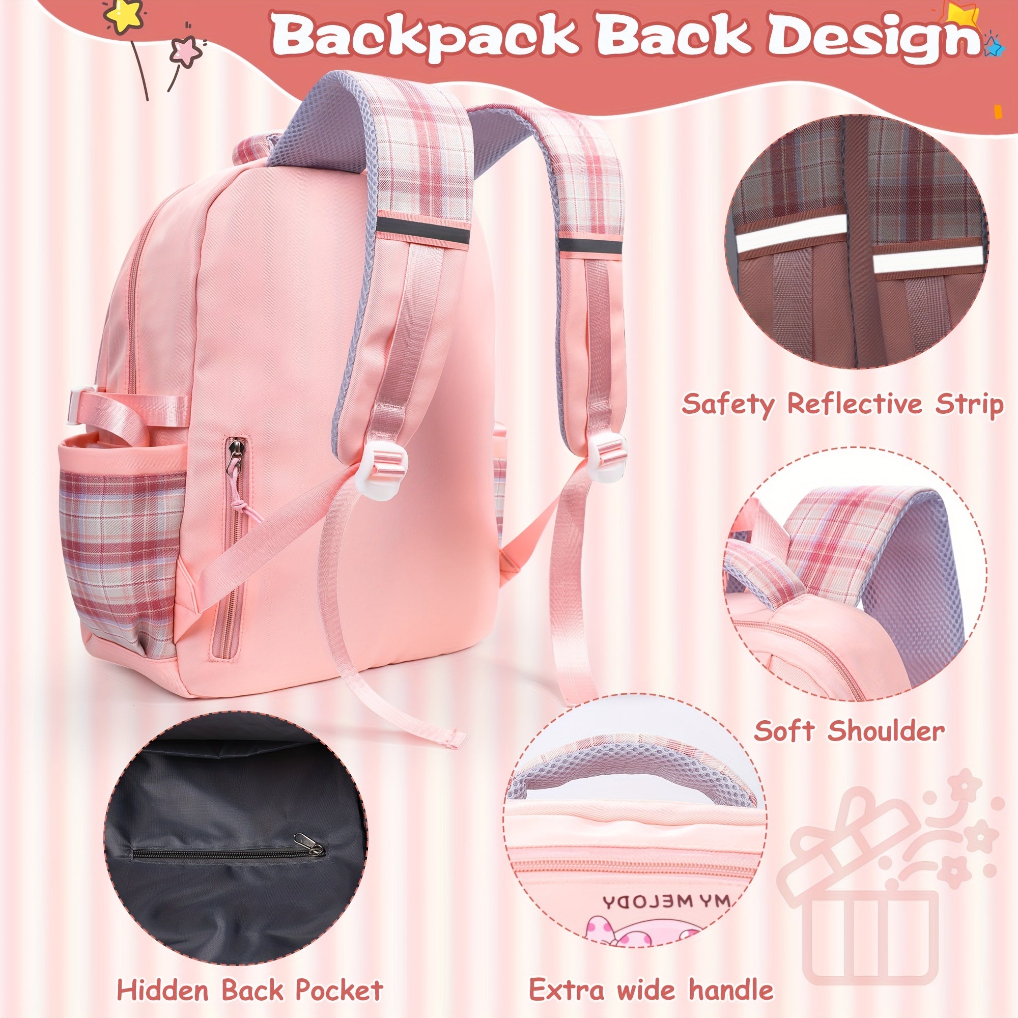 Sanrio Hello Kitty Large Capacity Backpack Set – Pink Cartoon Backpack with Stationery Bundle & Adjustable Straps