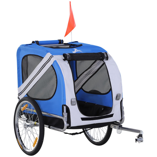 Foldable Pet Bicycle Cargo Trailer – Heavy-Duty with Ventilation Mesh & Safety Flag