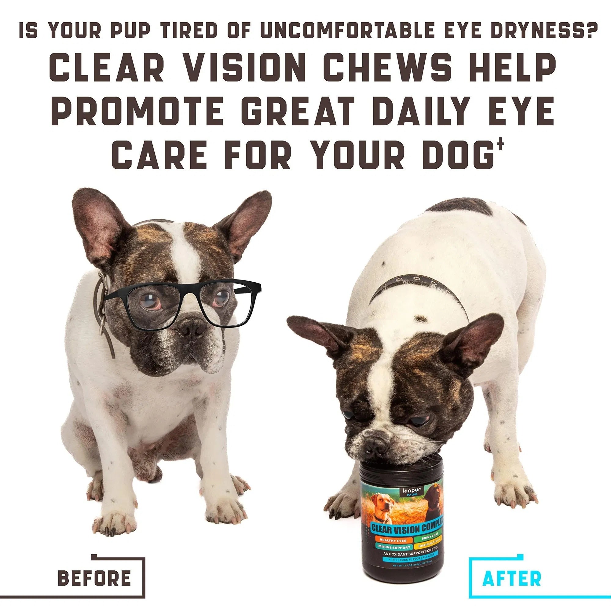 Eye Vitamins for Dogs – Vision & Eye Care Supplement with Tear Stain Support and Immune Boost
