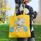 Animal-Shaped Canvas Shoulder Pet Bag – Cute Carrier with Head Opening for Small Dogs & Cats