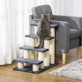 PawHut Cat Tree with 4 Steps – Stair-Shaped Climbing Furniture with Sisal Scratching Posts for Indoor Cats & Small Dogs