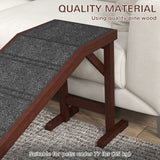 Pet Ramp for Dogs with Non-Slip Carpet & Top Platform – Brown Pine Wood, 74" × 16" × 25"