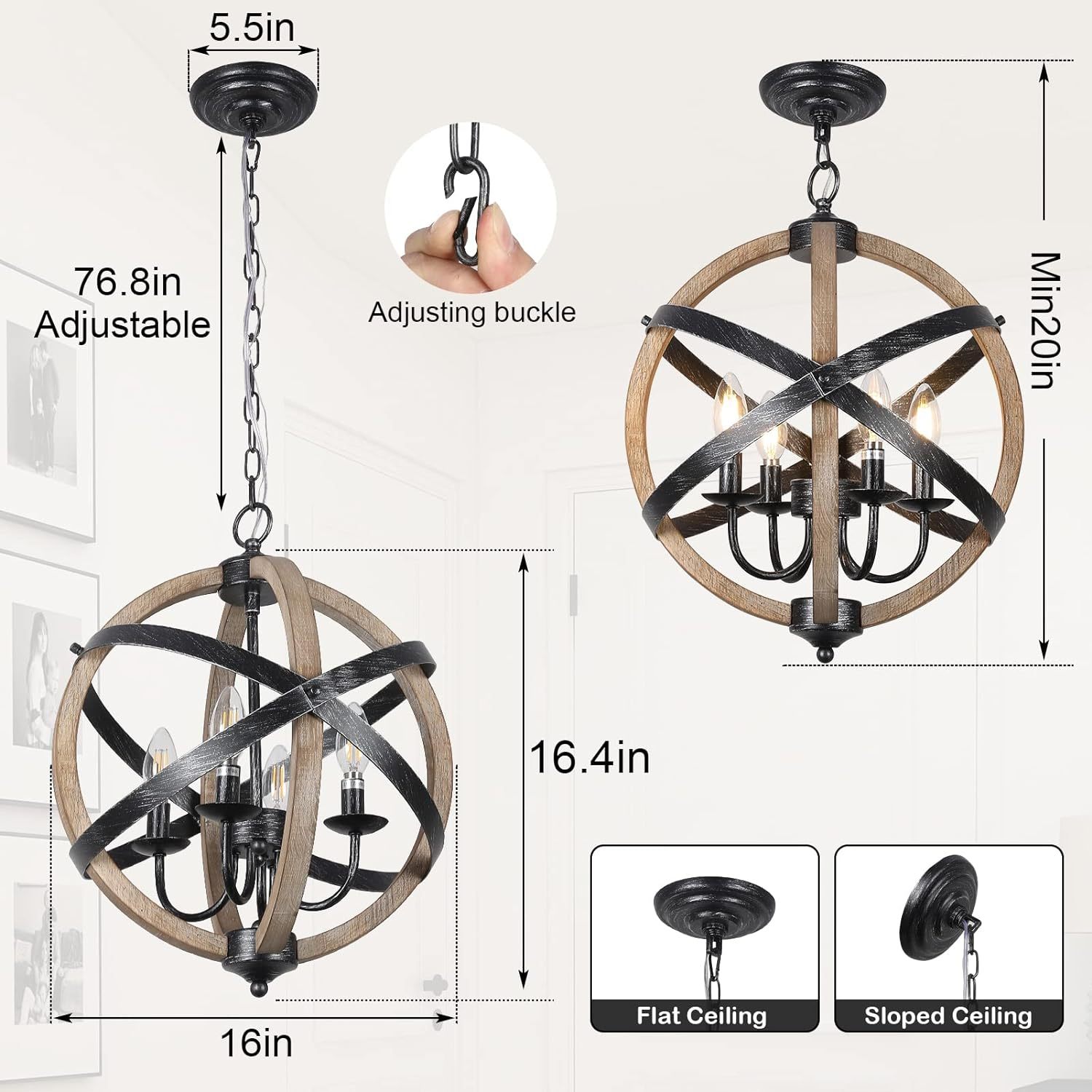 Modern 4-Light Adjustable Pendant Lamp for Restaurants & Homes
