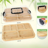 Charcuterie Board with Clear Lid – Portable Bamboo Serving Tray, 6 Compartments, Travel-Friendly