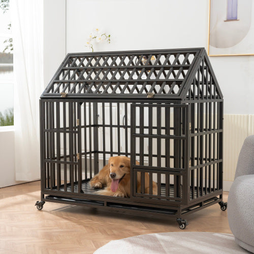 Heavy-Duty Dog Kennel – Outdoor Pet Cage with Roof, Windows & Secure Locking System for Medium & Large Dogs