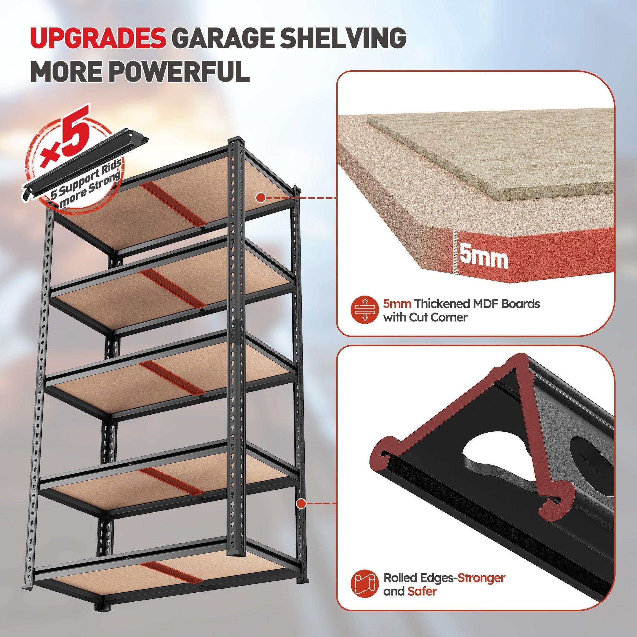 2000LBS Garage Shelving Storage Shelves Heavy Duty Shelving 5 Tier Metal Shelving Units For Garage Shelves 72"H X35.5"W X 15.8"D, Adjustable Metal Shelving Unit For Garage Shelves Utility Rack Shelf For Basement Pantry Closet - PulinGO