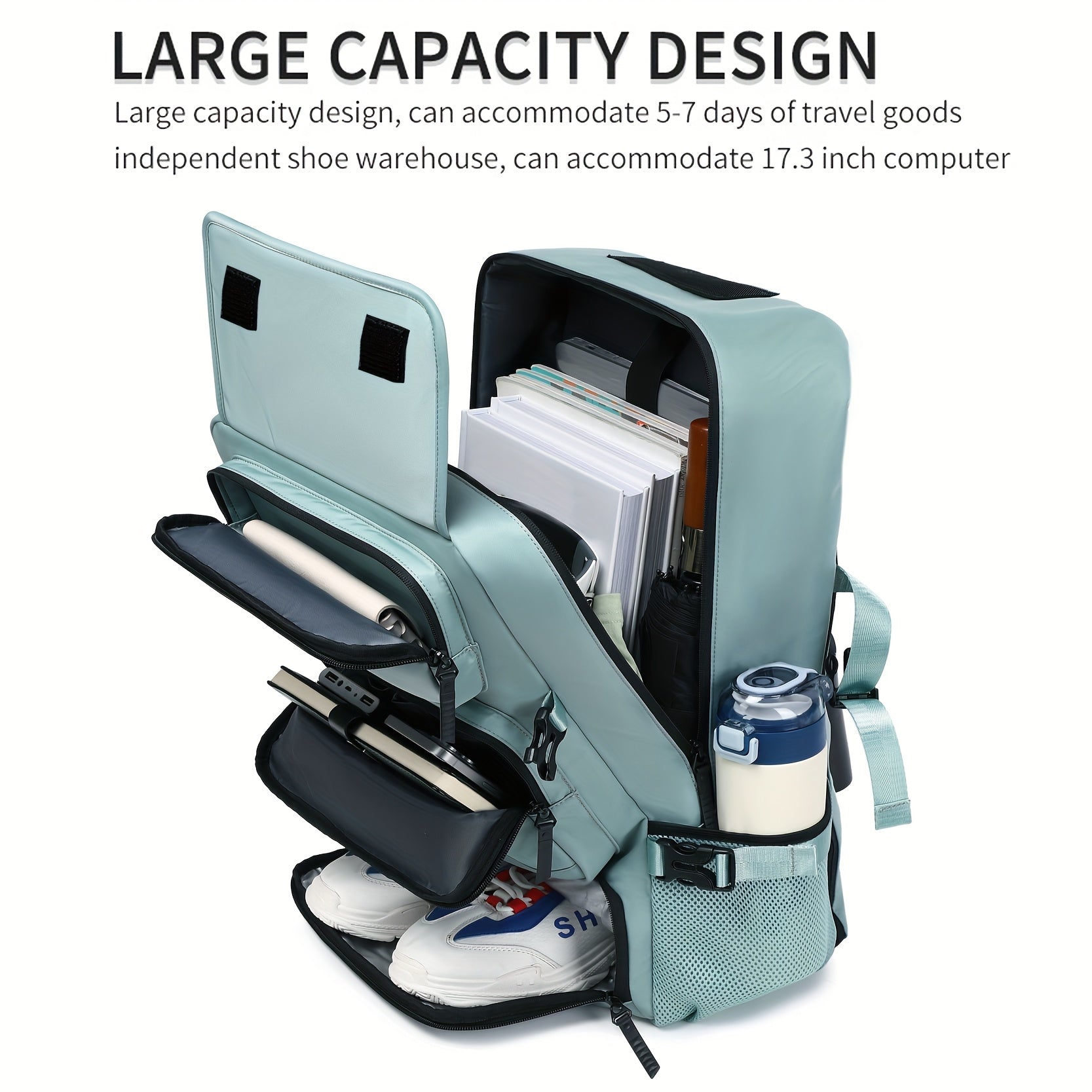 2025 New Multi-Functional 16″ Laptop Travel & Business Backpack for Men & Women – Large Capacity with Shoe Pocket & Crossbody Straps 🎒