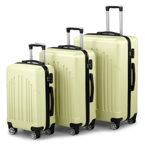 3-Piece ABS+PC Curved Vertical Luggage Set – Hard Shell Spinner Suitcases with TSA Lock & 360° Wheels (20", 24", 28")