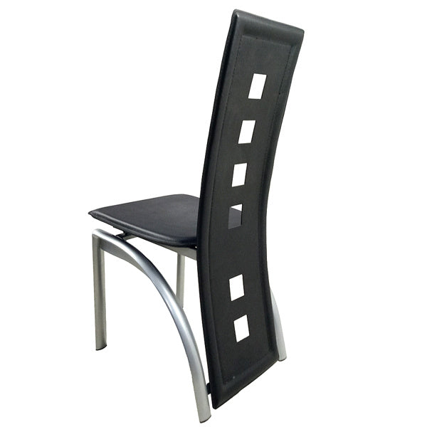 4PCS PU Leather Dining Chairs 🍷 Modern Long-Backrest Set – Square Hollow Design for Home & Dining Room