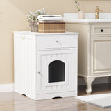 Wooden Pet House Litter Box Furniture – Multi-Functional Enclosure with Fence, Drawers & Modern Wooden Design