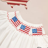 Baby Girl 4th of July Bubble Romper – Smocked Fly Sleeve Bodysuit 🇺🇸