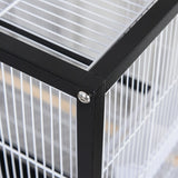 PawHut 54'' Extra Large Portable Rolling Iron Aviary – Flight Bird Cage with Accessories for Parrots, Cockatiels & Finches