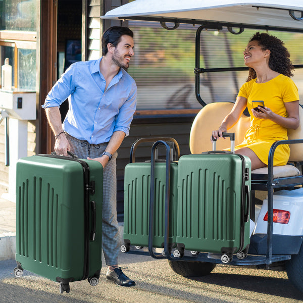 Vertical Stripe 4-in-1 Expandable Hard Shell Suitcase Set with Spinner Wheels & TSA Lock