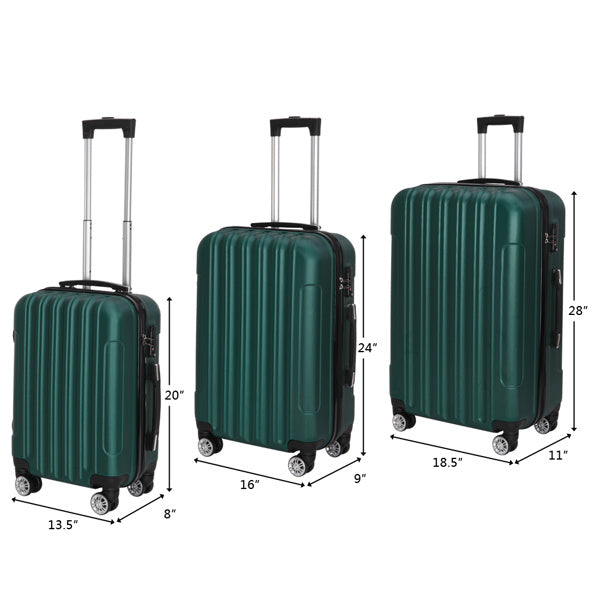 Vertical Pattern 3-in-1 Hard Shell Suitcase Set with Aluminum Alloy Handle & Spinner Wheels