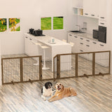 Dog Gate with Door – 6-Panel Pet Fence Barrier, 144" Wide × 32" Tall, Foldable & Configurable into Multiple Shapes
