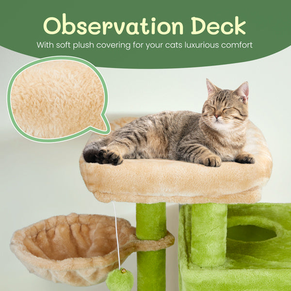 3-Inch Speaker-Shaped Double-Layer Cat House Hammock Bed – Yellow & Green Indoor Cat Furniture with Cozy Design