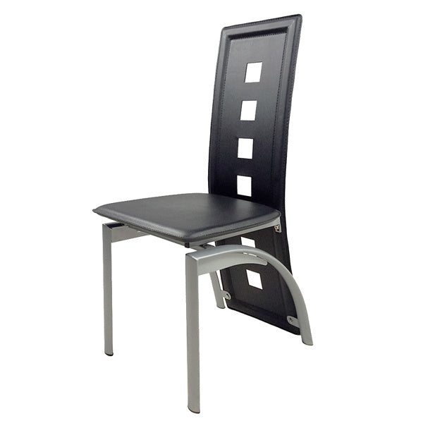 4PCS PU Leather Dining Chairs 🍷 Modern Long-Backrest Set – Square Hollow Design for Home & Dining Room