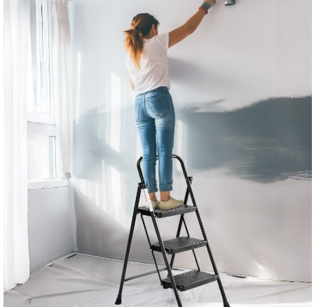 Durable 3-Step Folding Ladder with Safety Buckle