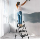 Durable 3-Step Folding Ladder with Safety Buckle