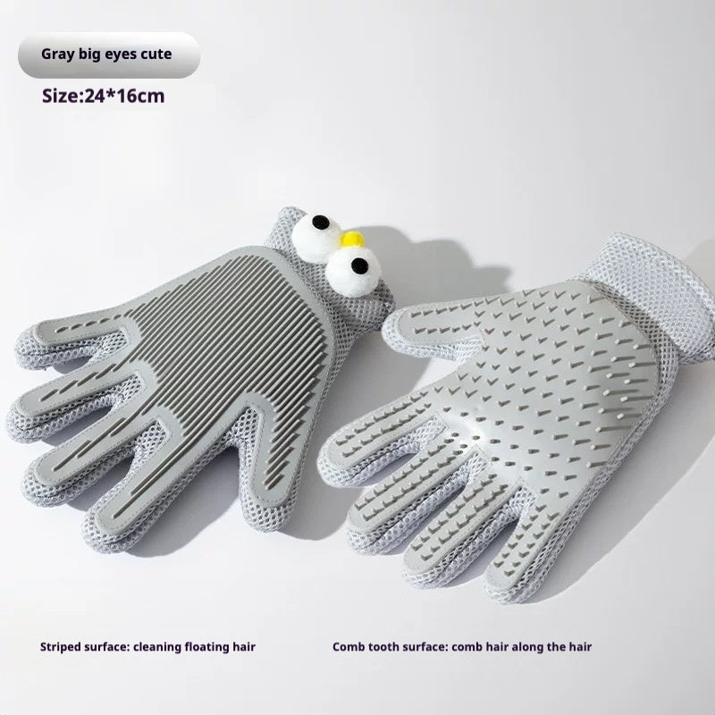 Pet Grooming Gloves – Multi-Finger Deshedding Mitt for Cats & Dogs, Wet or Dry Use with Massage Function