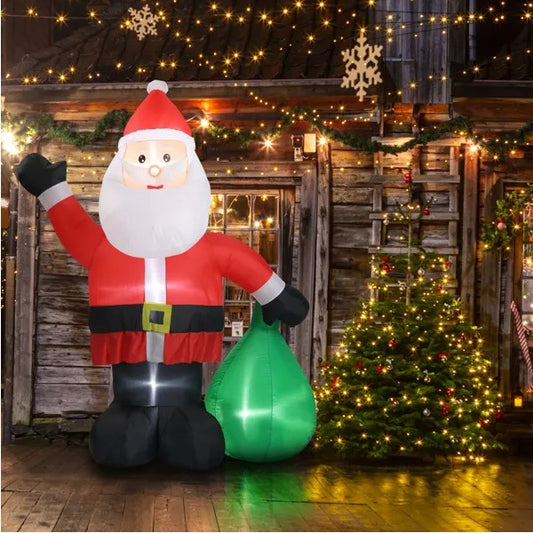 6 Ft Lighted Christmas Inflatable Decoration – Inflatable Santa Claus with Large Gift Bag, Funny Blow-Up Yard Decor with Built-in LED Lights