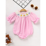 Infant Girls Birthday Bubble Romper 🎂 Cartoon Embroidery Princess Party Outfit 👶