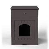 Wooden Pet House Cat Litter Box Enclosure with Drawer – Indoor Cat Crate & Side Table Furniture Design