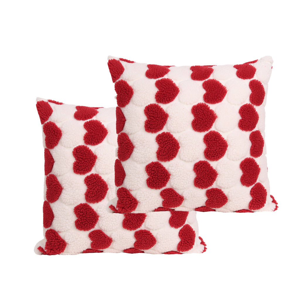 Heart Cute Valentine's Throw Pillow Covers – 18"×18" Soft Square Cushion Cases (Set of 2)