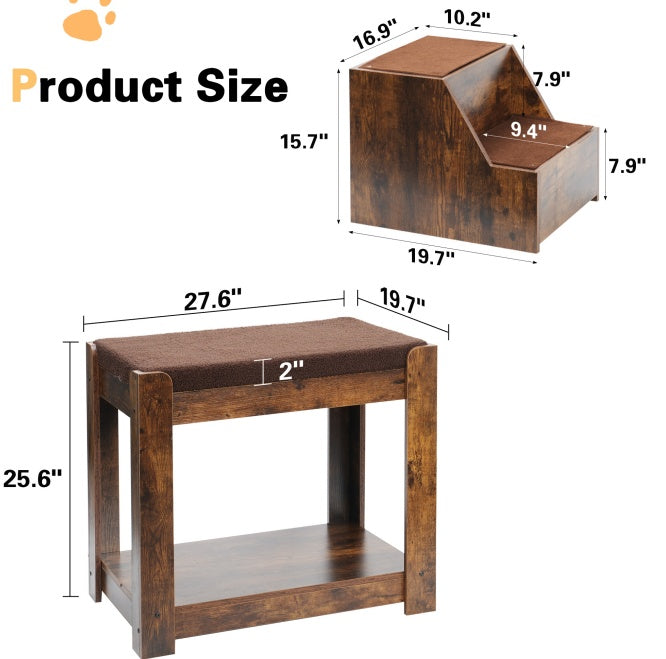Pet Bunk Bed with Removable Step – Multi-Level Bed, Window Perch & Scratch Pad for Dogs & Cats