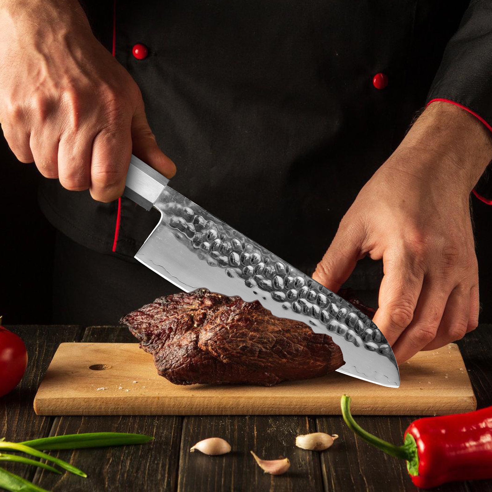 8-Inch Japanese Chef Knife – Ultra-Sharp VG-10 Clad Blade with Sheath Case
