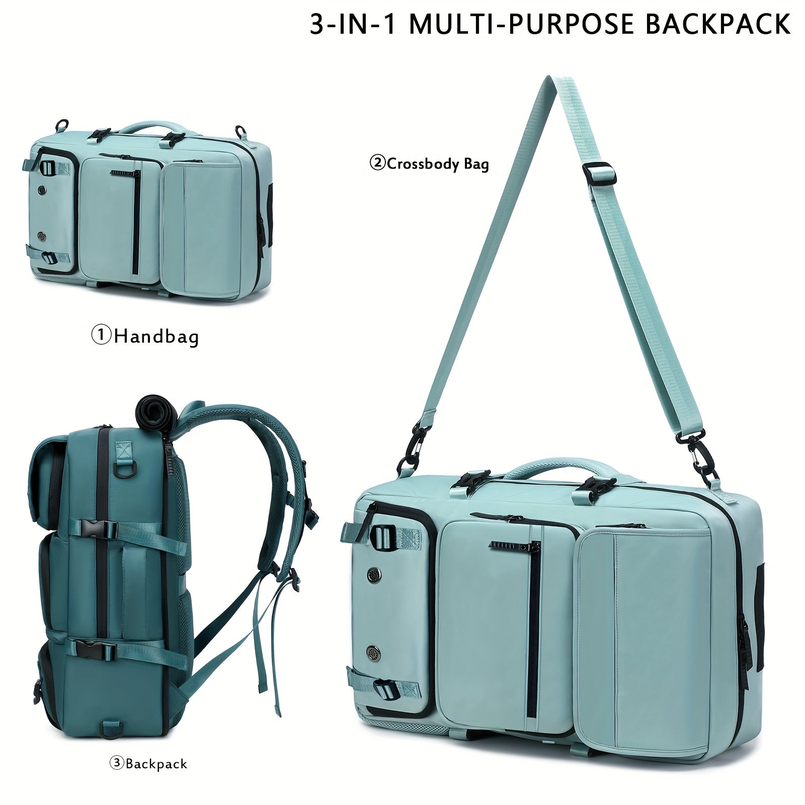 2025 New Multi-Functional 16″ Laptop Travel & Business Backpack for Men & Women – Large Capacity with Shoe Pocket & Crossbody Straps 🎒