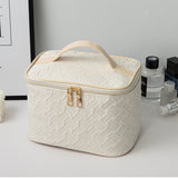 White Large-Capacity Travel Makeup Bag – Portable Cosmetic Organizer for Women