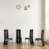 4PCS PU Leather Dining Chairs 🍷 Modern Long-Backrest Set – Square Hollow Design for Home & Dining Room