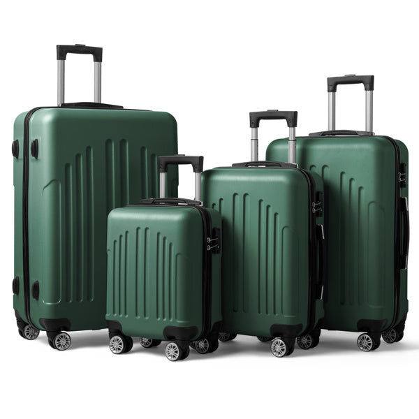 Vertical Stripe 4-in-1 Expandable Hard Shell Suitcase Set with Spinner Wheels & TSA Lock
