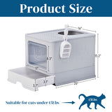 51 × 40 × 38 cm PP Plastic Litter Box – Spliced Bottom Pull-Out Square Grey with Scoop