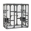 Outdoor Wooden Cat House & Large Cat Cage – Multi-Level Enclosure with Jump Platform, Apartment & Weather-Resistant Roof