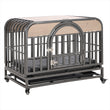46" Heavy-Duty Furniture-Style Dog Crate with Removable Trays & Wheels