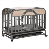 46" Heavy-Duty Furniture-Style Dog Crate with Removable Trays & Wheels