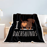 3D Printed Reversible Wiener Dog Fleece Blanket – Reversible Sherpa & Plush Throw, 50″ × 60″