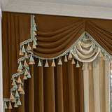 Finished Retro Villa Velvet Splicing Curtains – Thickened Light Luxury Velvet, Patchwork Design, Blackout Rod-Pocket Drapes with Wave Fold Top