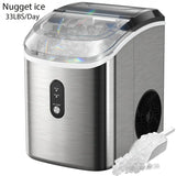 35 Pound Golden Nugget Ice Machine And 26 Pound Bullet Ice Machine, Soft Chew Ice Crusher, Portable Pebble Ice Machine Desktop, Automatic Cleaning Portable Ice Machine with Basket And Spoon, One Click Operation for Home/kitch - PulinGO