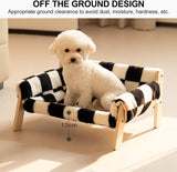 Mewoofun Raised Cat Bed – 56x45cm Sturdy Wooden Leg Sofa with Washable Cover, Soft Checkerboard Couch for Indoor Cats