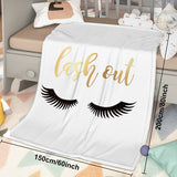 Flannel Fuzzy Blanket – Long Eyelashes Print, Plush Soft Fleece Throw, 150 × 200 cm