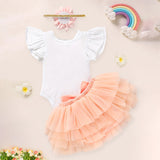 Newborn Baby Girl Outfit Set – Letter Print Romper, Tutu Skirt & Matching Headband | Coming Home Clothes
