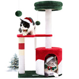33″ Christmas-Style Cat Climbing Frame – Festive Multi-Level Tower with Scratching Posts & Hammock