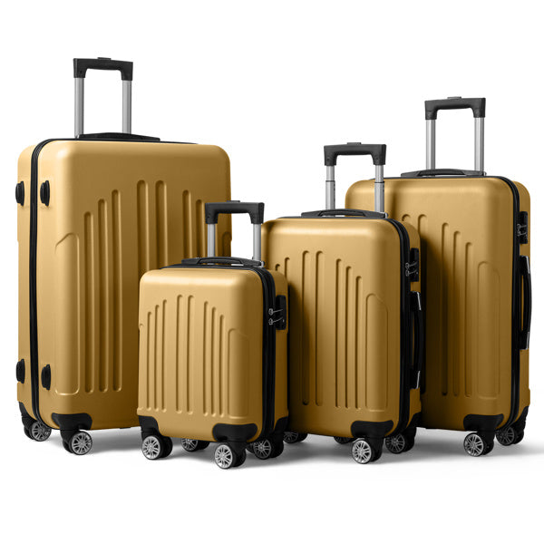 Vertical Striped 4-in-1 Hard Shell Luggage Set with Spinner Wheels & TSA Lock