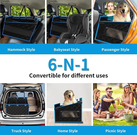 Dog Car Seat with Back Seat Extender – Hammock-Style Travel Protector for Large & Small Dogs, Fits Cars, SUVs & Trucks