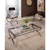 Emerson 3-Piece Coffee & End Table Set - Modern Faux Marble Living Room Tables (Silver)
