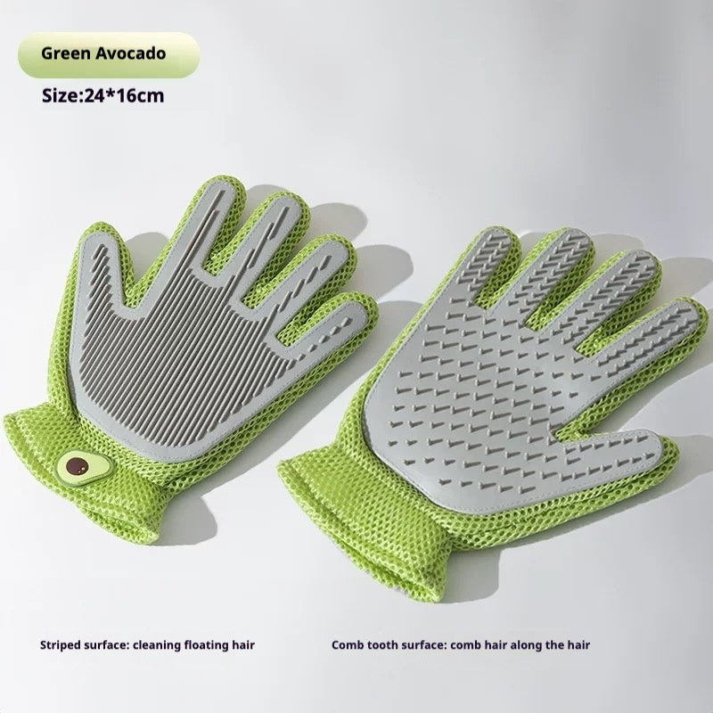 Pet Grooming Gloves – Multi-Finger Deshedding Mitt for Cats & Dogs, Wet or Dry Use with Massage Function