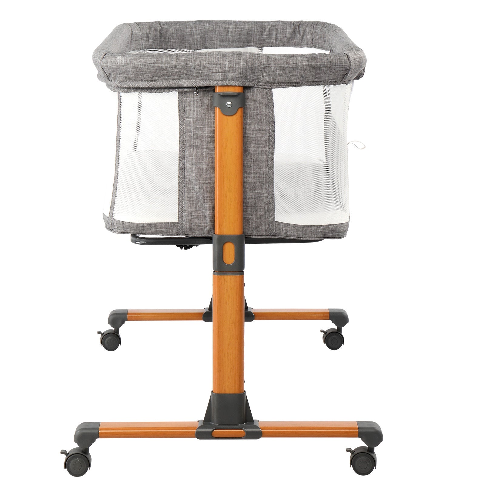 50D Cationic Cloth Bassinet Bed for Babies – Foldable & Breathable Grey Cradle